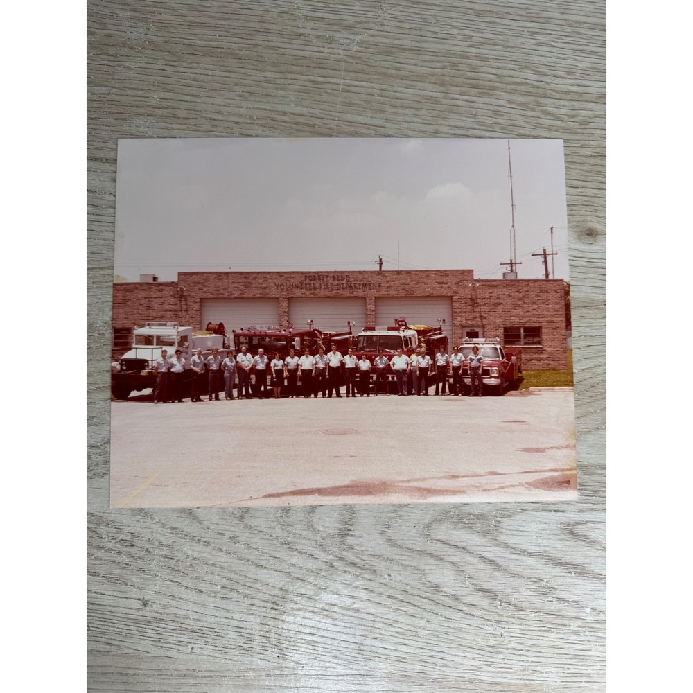 Vintage Forest Bend Volunteer Fire Department Photo 8x10 Firefighters Trucks‎
